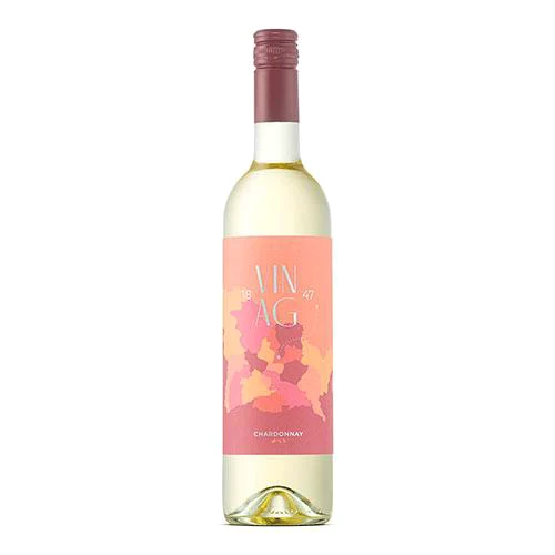Steklenica vina Chardonnay s koralno etiketo