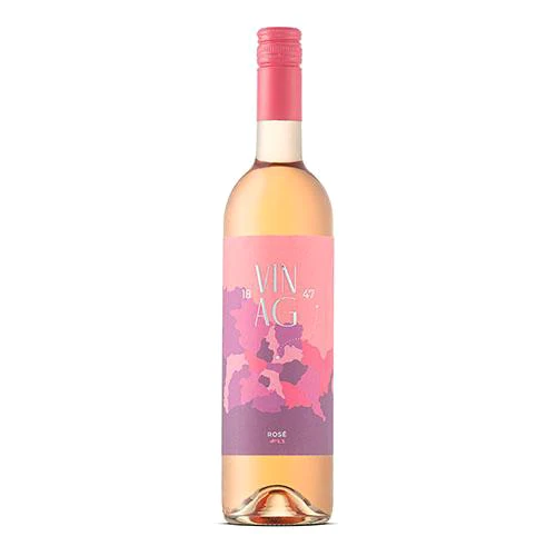 Steklenica vina Rose z rožnato etiketo